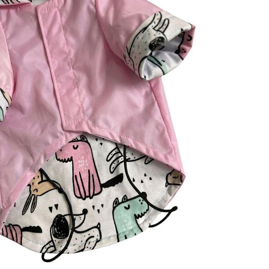 Impermeable Rosa para Perro con Forro Estampado | Zona de Perros