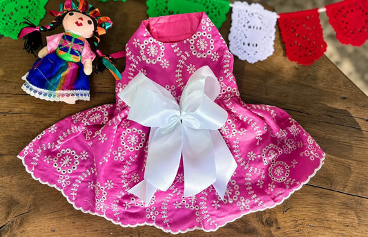 vestido rosa mexicano fiestas patrias para perrita