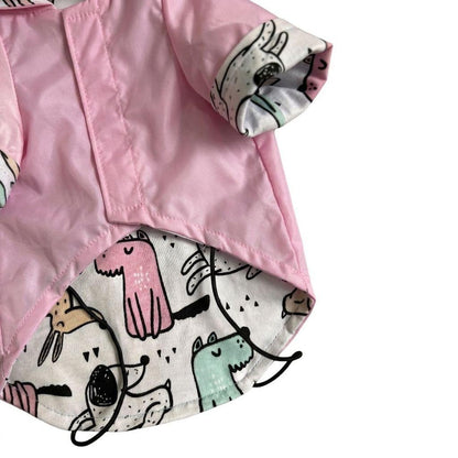 Impermeable Rosa para Perro con Forro Estampado | Zona de Perros