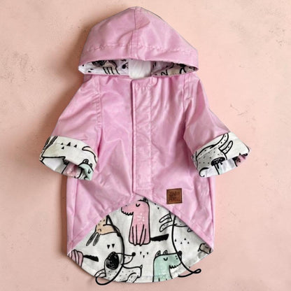 Impermeable Rosa para Perro con Forro Estampado | Zona de Perros