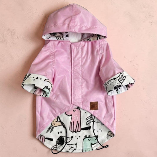 Impermeable Rosa para Perro con Forro Estampado | Zona de Perros
