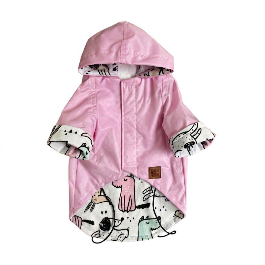 Impermeable Rosa para Perro con Forro Estampado | Zona de Perros