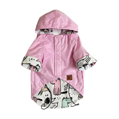 Impermeable Rosa para Perro con Forro Estampado | Zona de Perros