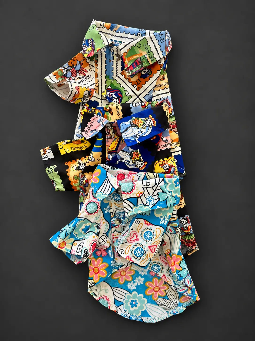 camisas coloridas para perro de dia de muertos