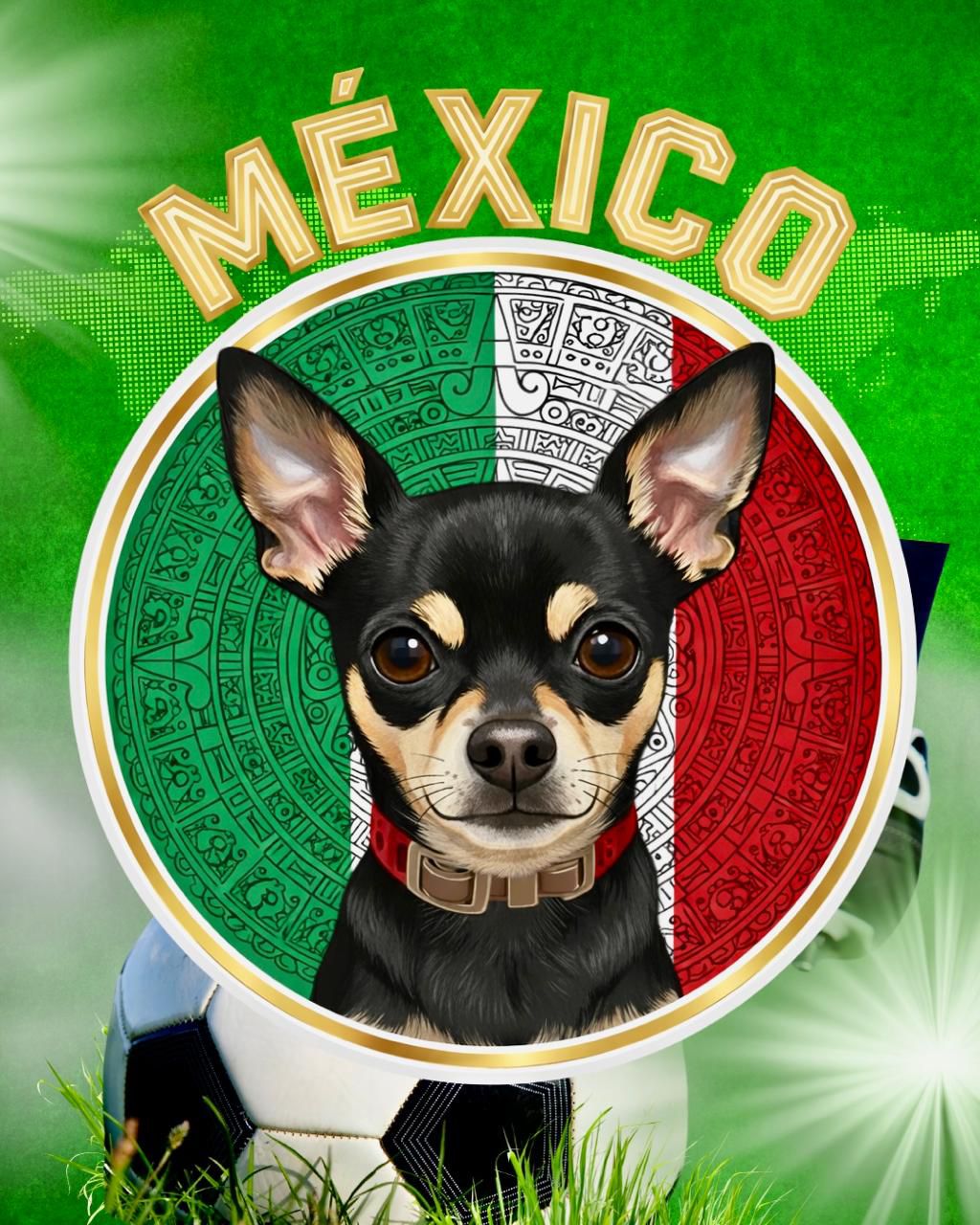 Escudo exclusivo con diseño de perrito Chihuahua para la playera de México de la colección Mundial 2026