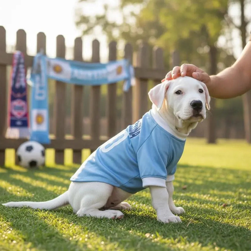 Perro usando la playera de Argentina, ropa para perros