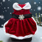 vestido navideña para perra chica o grande, con moño brillante y cuello blanco