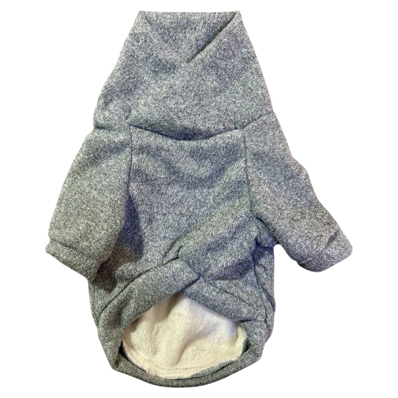 sueter oslo para perro color gris con cuello cruzado y forro afelpado. 
Ideal para el invierno.
